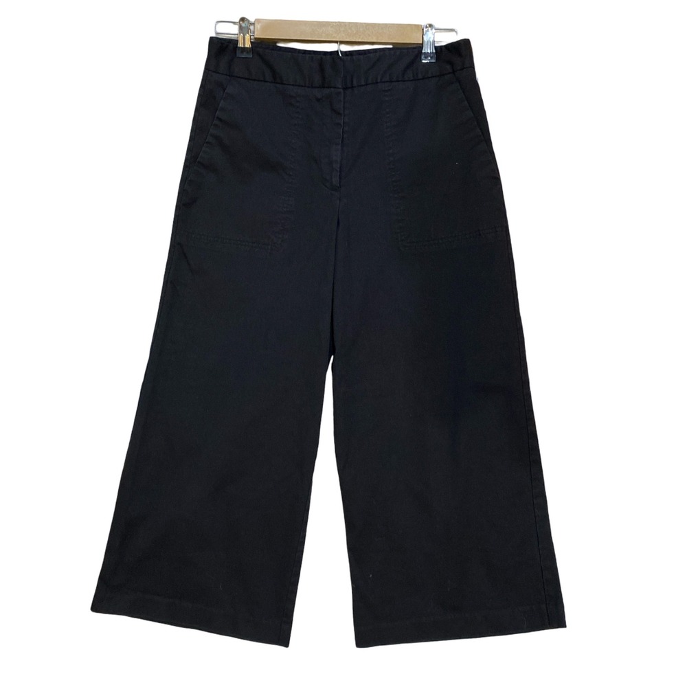 Mario Serrani Italy Womens Black Wide Leg Crop Pants Stretch‎ Cotton Size 6